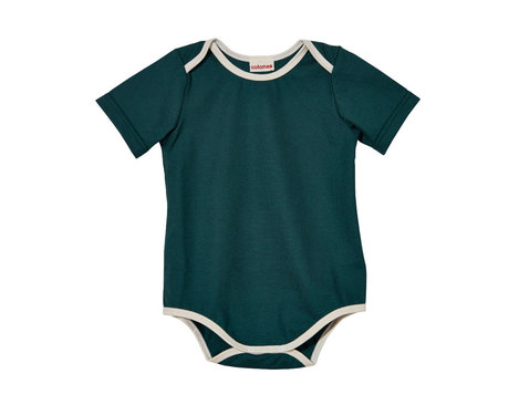 Baby Body mit kurzen Armen und Druckknöpfen aus Bio Baumwolle in Jäger Grün