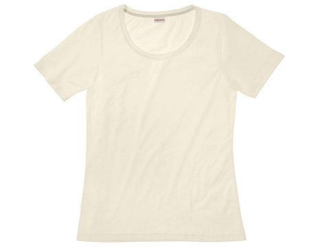 Rundhals T-Shirt für Damen gelegt aus Bio-Baumwolle in Naturfarbe