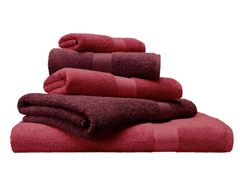 Frottier-Handtuch-Set aus reiner Bio-Baumwolle von Cotonea in Rot und Bordeaux