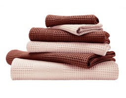 Waffelpikee Handtuch Set aus Bio-Baumwolle von Cotonea in Rouge und Ziegel