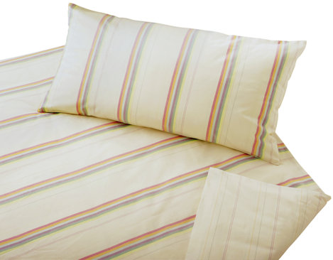 Garnitur Bettwäsche Colori Kopfkissen und Bettdecke mit bunten Streifen aus Bio Baumwolle
