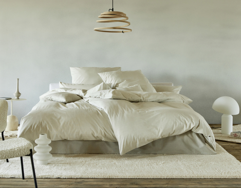 Bio Bettwäsche Chambray Nuance in Farbe Muschel im Schlafzimmer