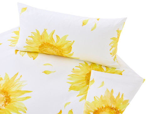 Garnitur Bio Satin Bettwäsche im Design Sonnenblume von Cotonea
