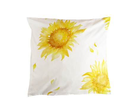 Kissen Bio Satin Bettwäsche im Design Sonnenblume in 80x80 von Cotonea 
