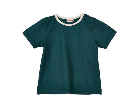 Baby und Kleinkind T-Shirt aus Bio Baumwolle Rundhals gelegt in Jägergrün