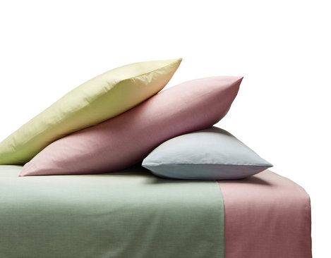 Gesamtkollektion der Chambray Bio Bettwäsche aus Baumwolle in hellen Pastellfarben