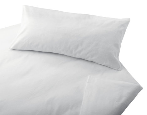 Garnitur Bio Bettwäsche Edel-Biber Kopfkissen und Bettdecke in Weiß ohne optische Aufheller