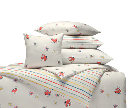 Kollektion Kinderbettwäsche Marini mit Marienkäfern und bunten Streifen