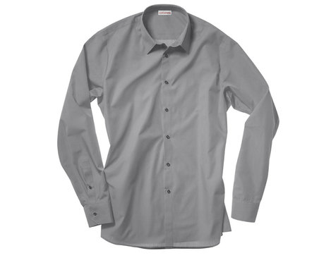 Tailliertes Herren Hemd aus Bio Baumwolle mit New-Kent Kragen in Schiefer Grau