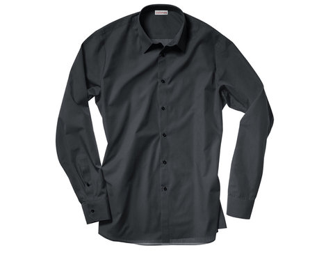 Tailliertes Herren Hemd aus Bio Baumwolle mit New-Kent Kragen in Schwarz