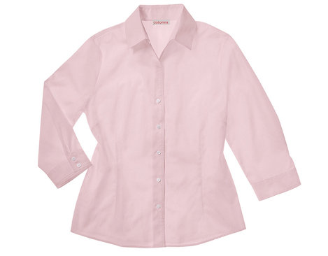 Bluse mit Dreiviertelarm und V-Kragen aus Bio-Baumwolle gelegt in Rosa