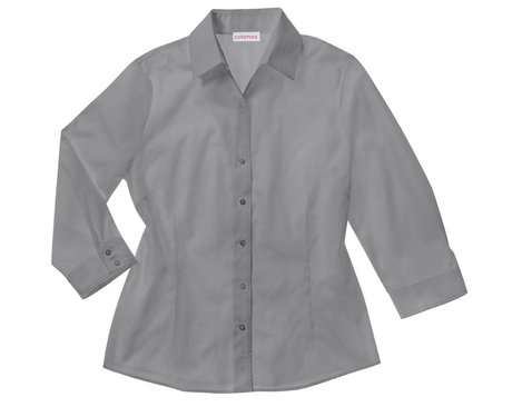 Bluse mit Dreiviertelarm und V-Kragen aus Bio-Baumwolle gelegt in Schiefer Grau