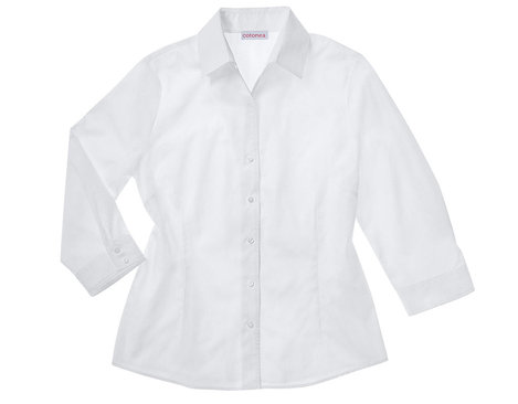 Bluse mit Dreiviertelarm und V-Kragen aus Bio-Baumwolle gelegt in Weiß