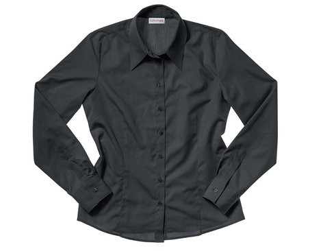 Bluse aus Bio-Baumwolle gelegt mit langen Armen und klassischem Schnitt in Schwarz
