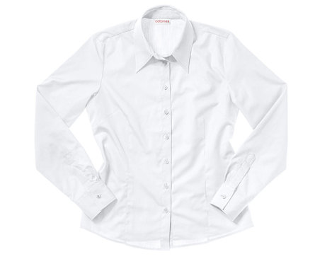 Bluse aus Bio-Baumwolle gelegt mit langen Armen und klassischem Schnitt in Weiß mit optischen Aufhellern