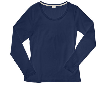Shirt mit langen Armen für Damen aus Bio-Baumwolle gelegt in Marine Blau