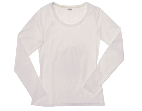 Shirt mit langen Armen für Damen aus Bio-Baumwolle gelegt in Puder Rosa