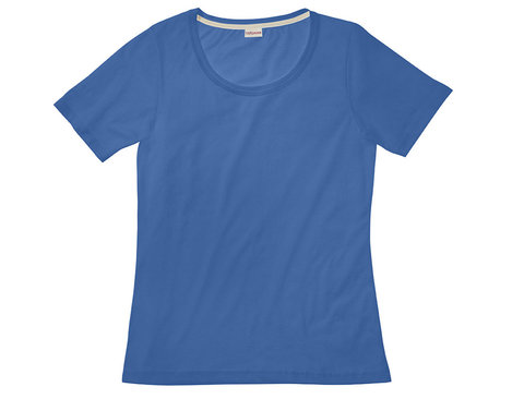 Rundhals T-Shirt für Damen gelegt aus Bio-Baumwolle in Blau