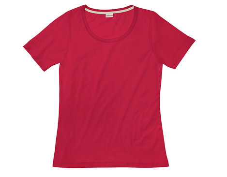 Rundhals T-Shirt für Damen gelegt aus Bio-Baumwolle in Rot