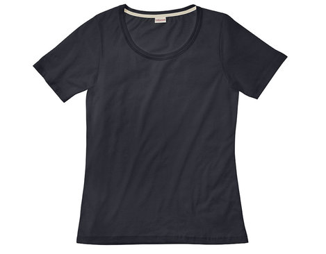 Rundhals T-Shirt für Damen gelegt aus Bio-Baumwolle in Schwarz