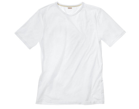 T-Shirt mit Rundhals für Männer aus Bio-Baumwolle gelegt in Weiß mit optischen Aufhellern