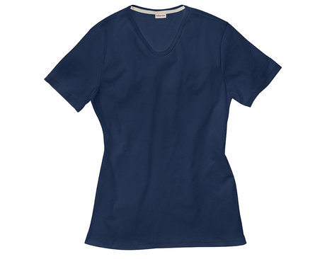 Herren T-Shirt aus Bio-Baumwolle mit V-Ausschnitt gelegt in Marine Blau