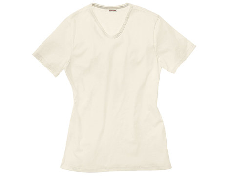 Herren T-Shirt aus Bio-Baumwolle mit V-Ausschnitt gelegt in Naturfarbe