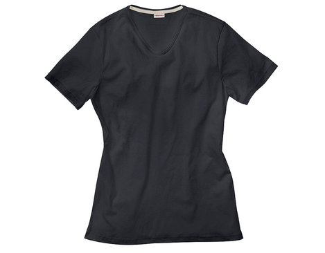 Herren T-Shirt aus Bio-Baumwolle mit V-Ausschnitt gelegt in Schwarz