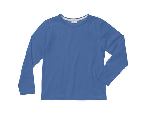 Langarmshirt für Kinder mit Rundhals aus Bio-Baumwolle gelegt in Blau