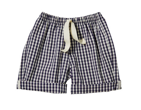 Kinder Shorts mit Vichy Karo Muster aus Bio Baumwolle gelegt in Navy Blau