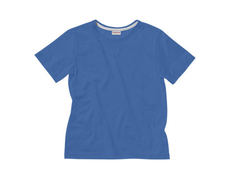 Rundhals T-Shirt für Kinder aus Bio-Baumwolle gelegt in Blau