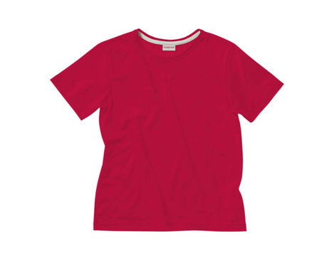 Rundhals T-Shirt für Kinder aus Bio-Baumwolle gelegt in Rot