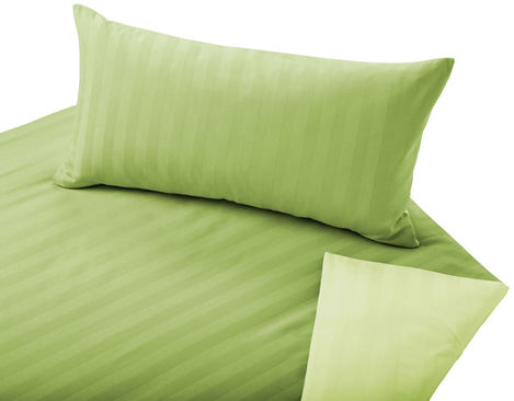 Cotonea Wendebettwäsche Satin Garnitur aus Bio-Baumwolle mit Streifen in Grün und Hellgrün