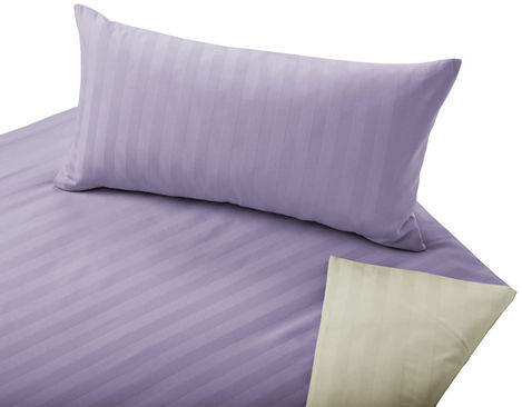 Cotonea Wendebettwäsche Satin Garnitur aus Bio-Baumwolle mit Streifen in Lavendel und Champignon Grau