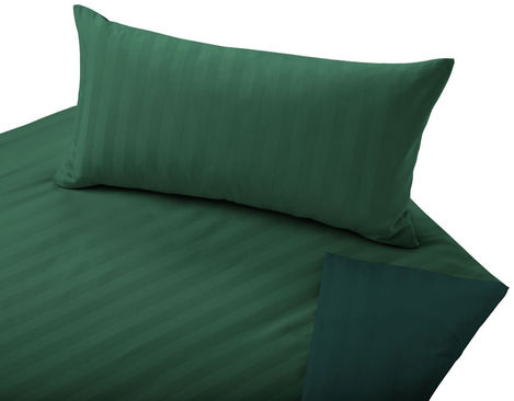 Cotonea Wendebettwäsche aus Satin Bio-Baumwolle mit Streifenmuster Garnitur in Smaragd und Pinie