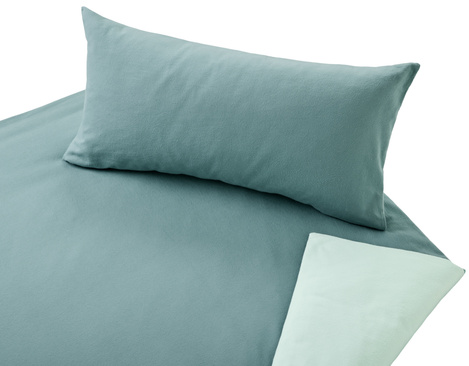Edel-Biber-Wendebettwäsche Garnitur aus Bio-Baumwolle von Cotonea in Aqua und Arktik