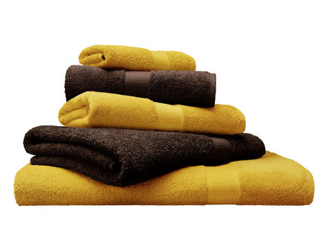 Frottier-Handtuch-Set aus reiner Bio-Baumwolle von Cotonea in Honig und Schoko