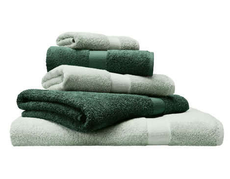 Frottier-Handtuch-Set aus reiner Bio-Baumwolle von Cotonea in Smaragd und Salbei