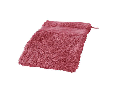 Frottier-Waschhandschuhe aus Bio-Baumwolle von Cotonea in Korallen Rot