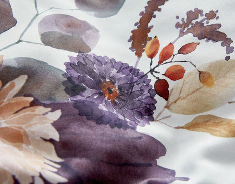 Satin Bettwäsche mit Design aus reiner Bio-Baumwolle mit Herbstblumen von Cotonea