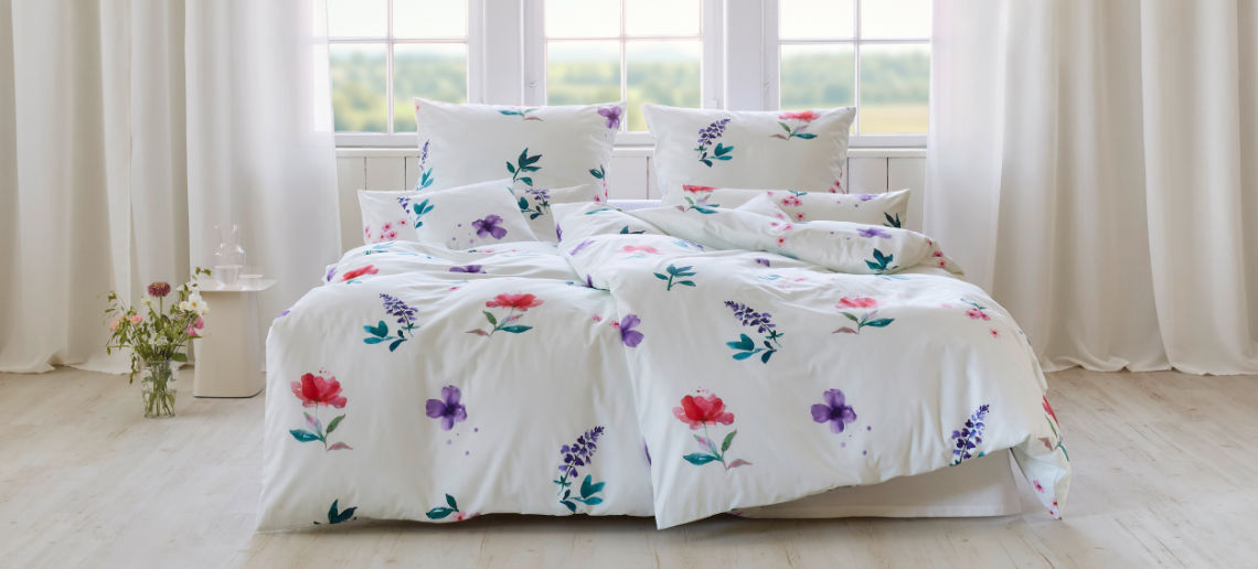 Bettwäsche mit Blumen Muster von Cotonea aus reiner Bio-Baumwolle