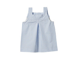 Trägerkleid für Kinder gelegt aus Bio-Baumwolle Chambray in Hellblau mit Karo Muster