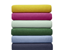 Doppel-Jersey Spannbezüge Kollektion als Stapel in unterschiedlichen Farben