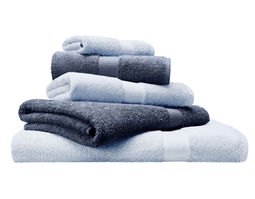 Frottier-Handtuch-Set aus reiner Bio-Baumwolle von Cotonea in Steinblau und Hellblau