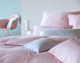 Bio Bettwäsche Kollektion Popeline Vichy Karo in Hellblau und Rosa aus Bio Baumwolle