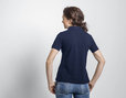 Gelegtes Polo-Shirt für Damen aus Bio-Baumwolle in Marine Blau Model hinten