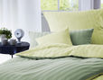 Wendebettwäsche Kissen Satin aus Bio-Baumwolle mit Streifenmuster Linea in Limette und Kiwi