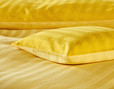 Wendebettwäsche Kissen Satin aus Bio-Baumwolle von Cotonea mit Streifenmuster in Sonnengelb und Hellgelb