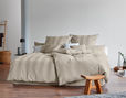Satin Bettwäsche von Cotonea mit Webstreifen im Schlafzimmer in Sand Braun