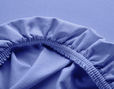 Spannbettlaken aus Bio Jersey überzogen auf Matratze in Blau